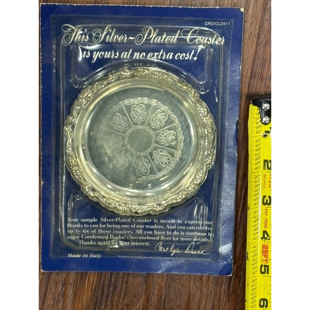 Vintage Silver Plated Coaster 4 Inch Diameter Made In Italy Set Of 2